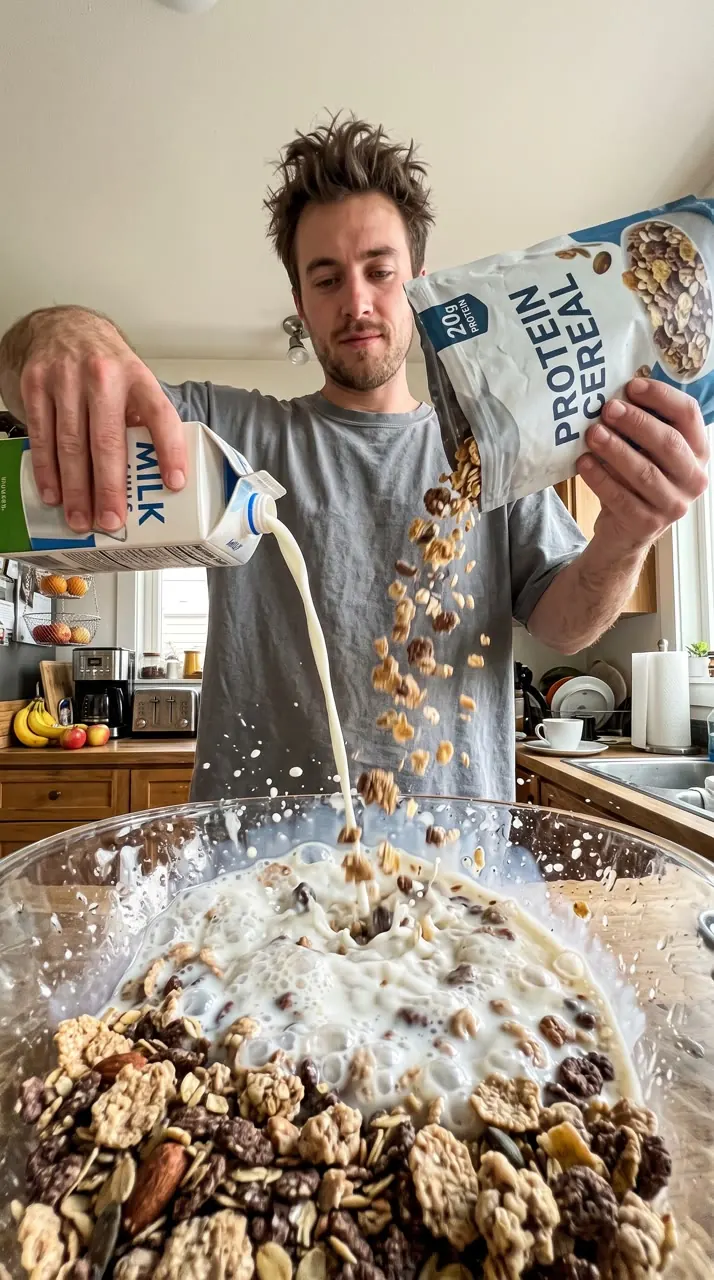 Creator holding cereal